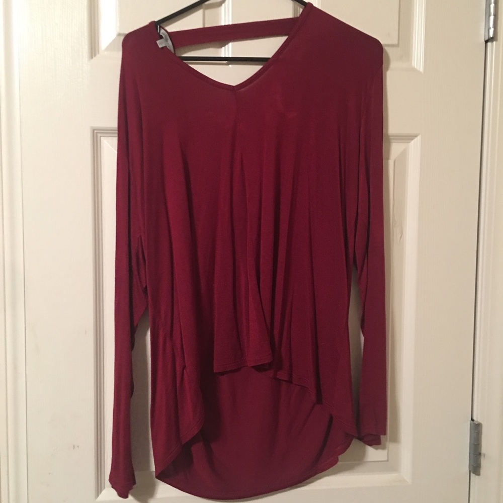 Open Back High-Low Maroon Long Sleeve!